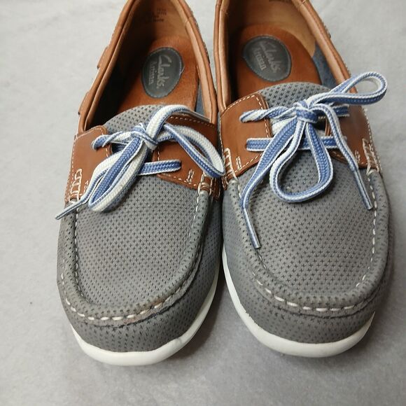 Clarks Cloudsteppers Boat Shoes Loafers Slip-on Gray Brown Lightweigt sz: 7.5W - Picture 4 of 8